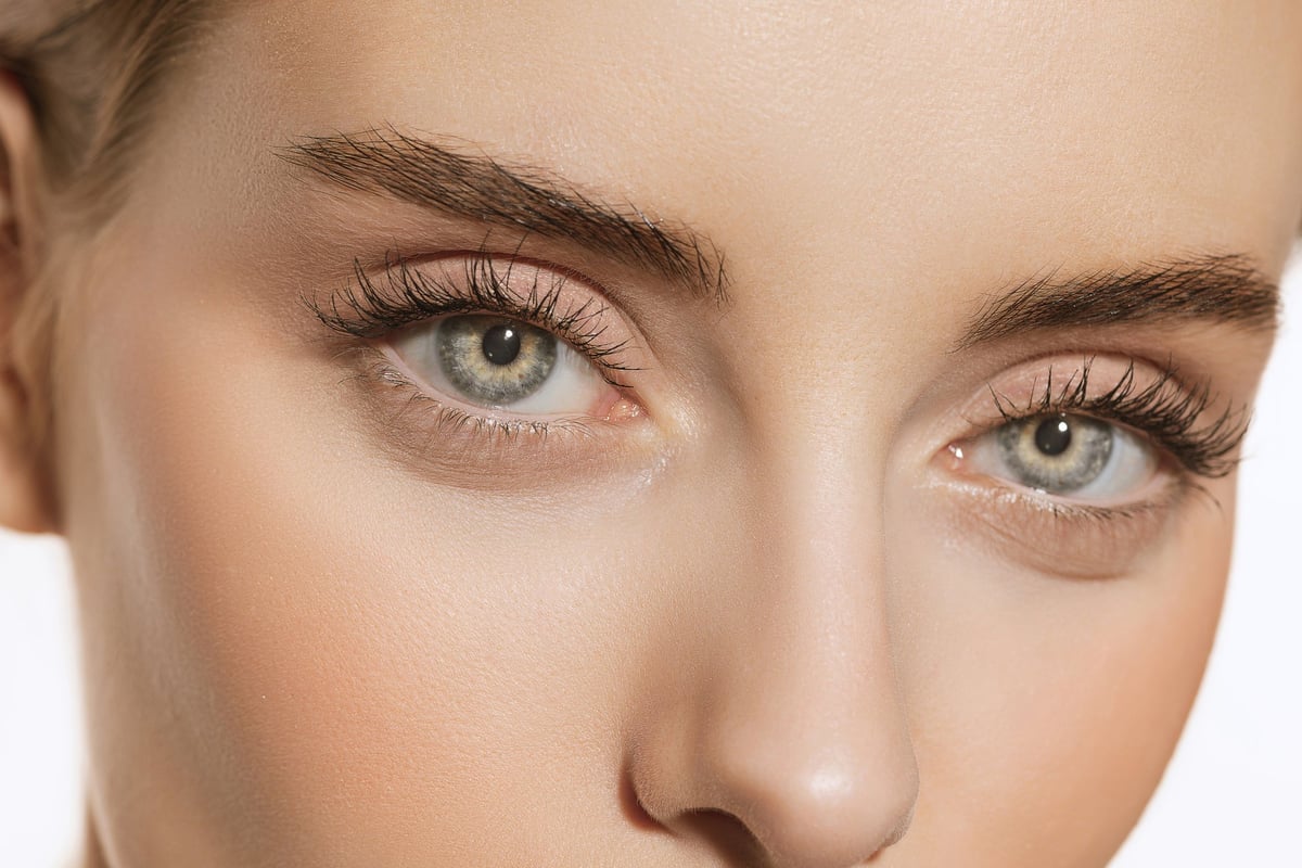 Editorial beauty close-up of beautiful eye with perfect lashes
